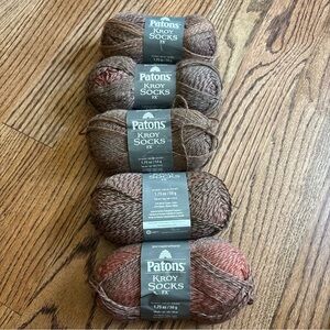 Patons Kroy Socks FX Yarn Lot of 5 Marl Copper Colors Brown Color Changing NWT